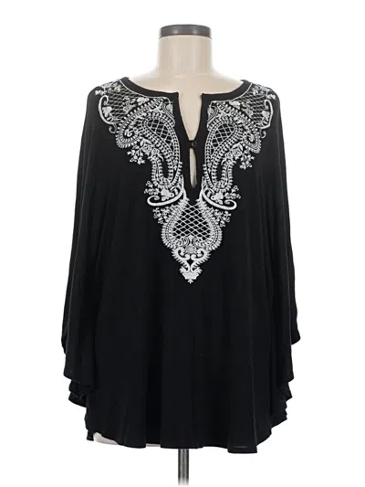 Pre-owned Olivia Sky Long Sleeve Top Black Keyhole Neckline Tops