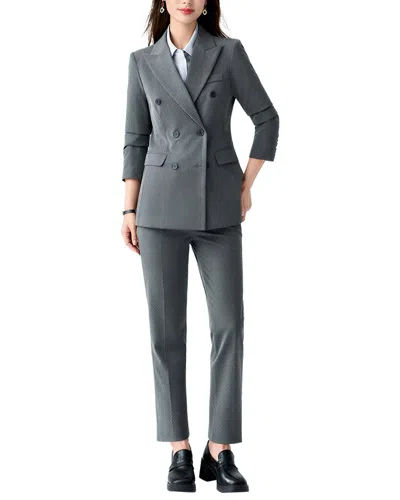 Olivia Taylor 2pc Blazer & Pant Set In Gray