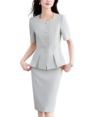 Olivia Taylor 2pc Blazer & Skirt Set In Gray