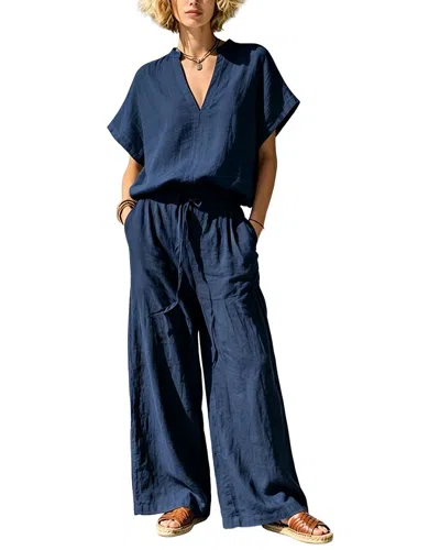 Olivia Taylor 2pc Blouse & Pant Set In Navy Blue