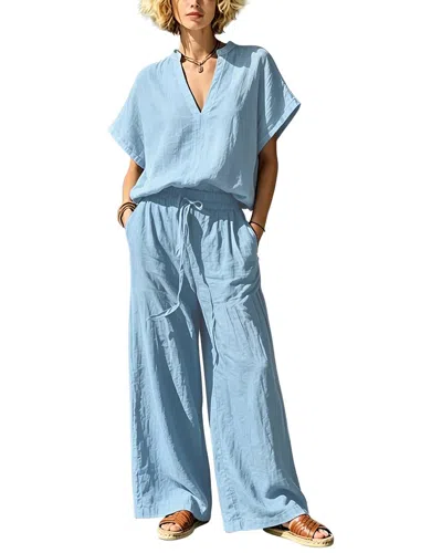 Olivia Taylor 2pc Blouse & Pant Set In Sky Blue