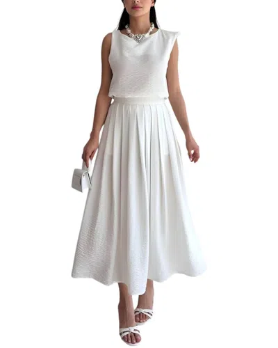 Olivia Taylor 2pc Blouse & Skirt Set In White