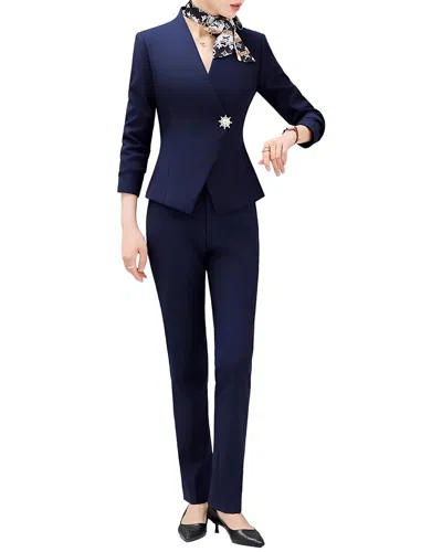Olivia Taylor 2pc Jacket & Pant Set In Blue