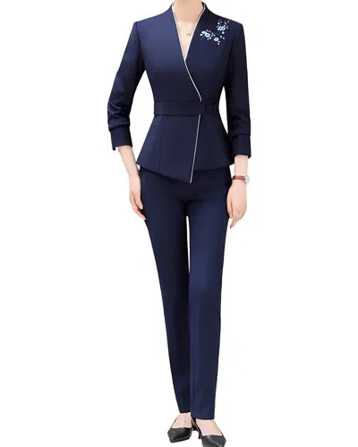 Olivia Taylor 2pc Jacket & Pant Set In Blue