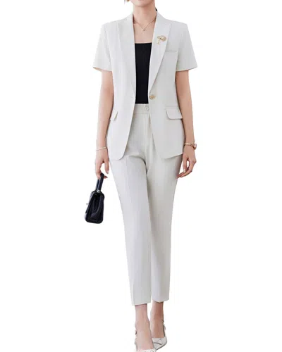 Olivia Taylor 2pc Jacket & Pant Set In White