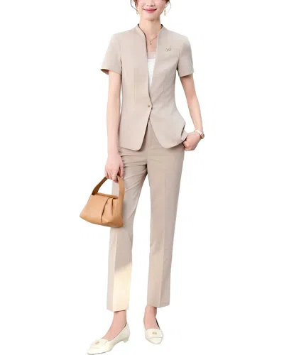 Olivia Taylor 2pc Jacket & Pant Set In Brown