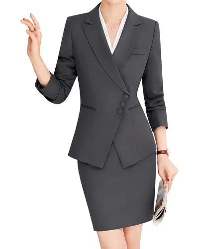 Olivia Taylor 2pc Jacket & Skirt Set In Gray