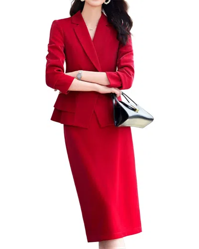 Olivia Taylor 2pc Jacket & Skirt Set In Red