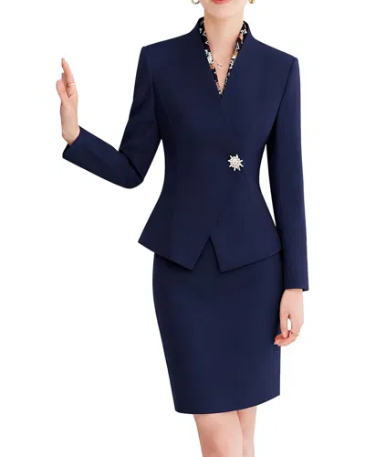 Olivia Taylor 2pc Jacket & Skirt Set In Blue