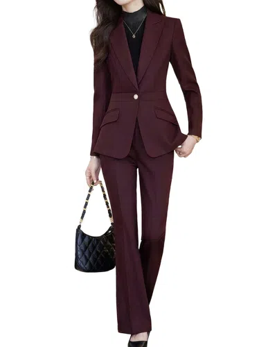 Olivia Taylor 2pc Jacket & Skirt Set In Burgundy