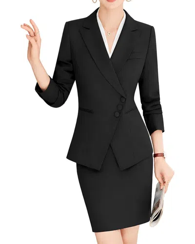 Olivia Taylor 2pc Jacket & Skirt Set In Black