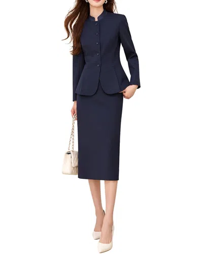 Olivia Taylor 2pc Jacket & Skirt Set In Blue