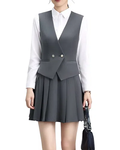 Olivia Taylor 2pc Vest & Shirt Set In Gray