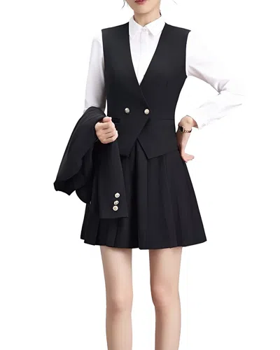 Olivia Taylor 2pc Vest & Shirt Set In Black