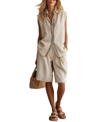 Olivia Taylor Linen Top & Short Set In Multi