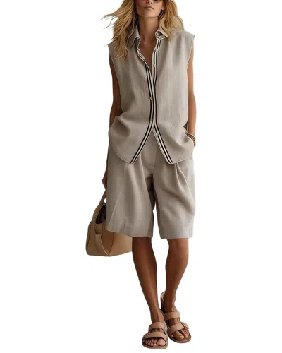 Olivia Taylor Linen Top & Short Set In Multi