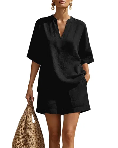 Olivia Taylor T-shirt & Short Set In Black