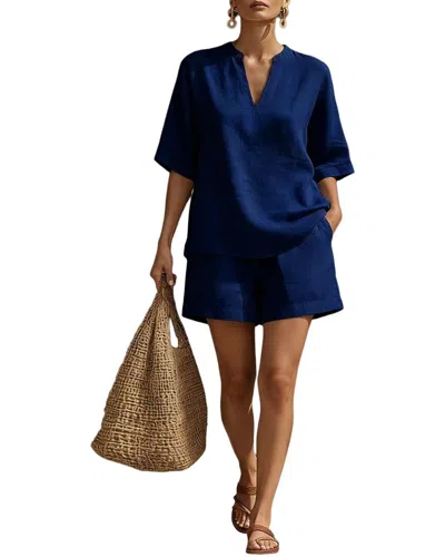 Olivia Taylor T-shirt & Short Set In Blue