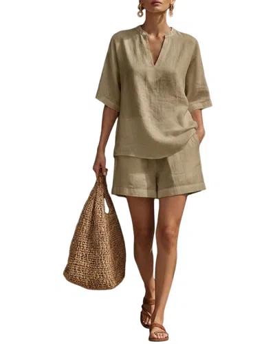 Olivia Taylor T-shirt & Short Set In Khaki