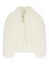 Olivia V Goat Fur Long-sleeves Jacket In White