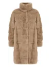 Olivia V Horizontal-panel Fur Coat In Neutral