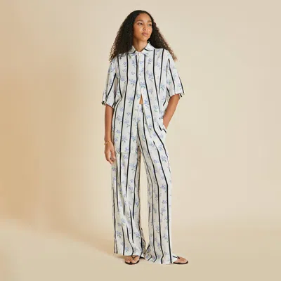 Olivia Von Halle Alabama Hypnos Ivory Stripe Pajamas