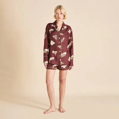 Olivia Von Halle Alba Ettore Brown Moth Pajamas