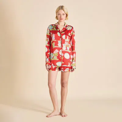 Olivia Von Halle Alba Renata Red Plate Pajamas