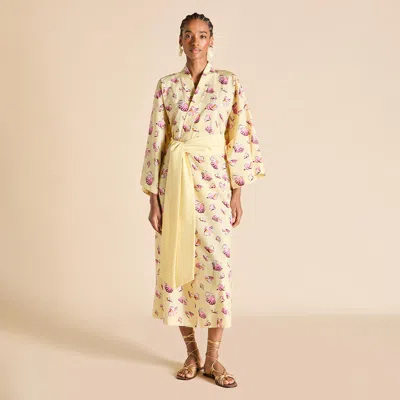 Olivia Von Halle Amaya Helios Yellow Seashell Robe