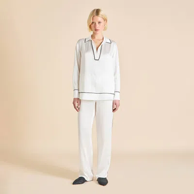 Olivia Von Halle Anita Ivory Pajamas In White