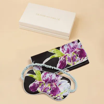 Olivia Von Halle Audrey Athena Black Floral Eye Mask