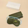 Olivia Von Halle Audrey Cosmos Green Leopard Eye Mask In Green