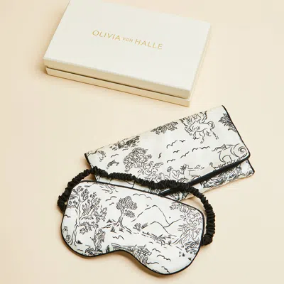 Olivia Von Halle Audrey Dioscuri Ivory Toile De Jouy Eye Mask