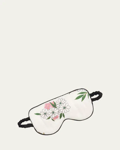 Olivia Von Halle Audrey Floral-print Silk Satin Sleep Mask In Black