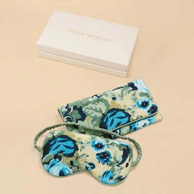 Olivia Von Halle Audrey Jardin Blue Floral Eye Mask