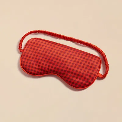 Olivia Von Halle Audrey Keaton Orange Geometric Eye Mask In Red