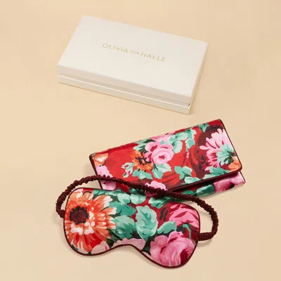 Olivia Von Halle Audrey Moulin Red Floral Eye Mask