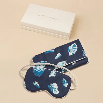 Olivia Von Halle Audrey Nautilus Navy Seashell Eye Mask