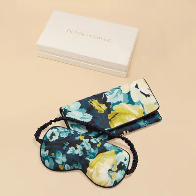 Olivia Von Halle Audrey Nocturne Blue Floral Eye Mask
