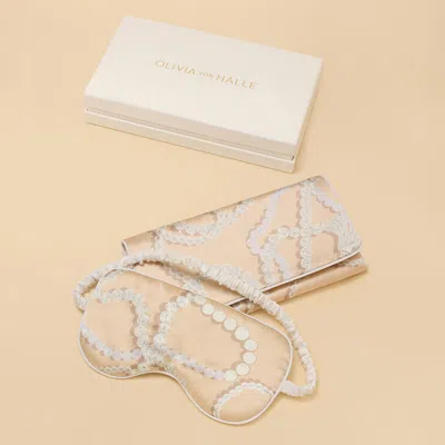 Olivia Von Halle Audrey Pearl Pink Jewel Eye Mask