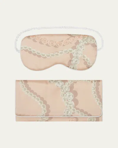 Olivia Von Halle Audrey Pearl-print Sleep Mask