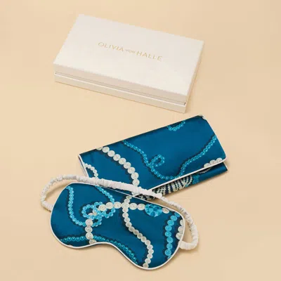 Olivia Von Halle Audrey Periwinkle Blue Jewel Eye Mask