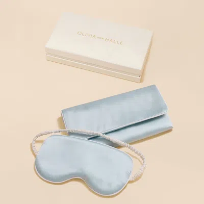 Olivia Von Halle Audrey Powder Blue Ivory Eye Mask In Multi