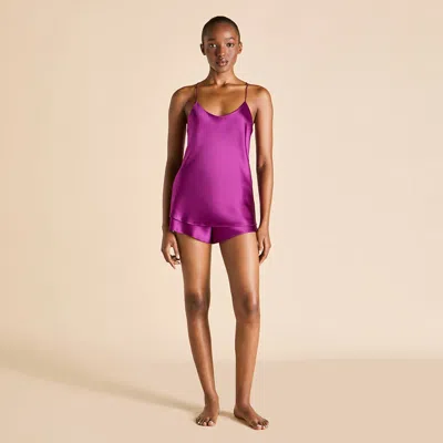 Olivia Von Halle Bella Plum Camisole Set In Silk Satin