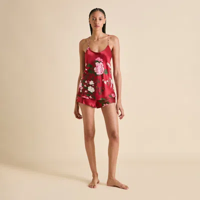 Olivia Von Halle Bella Tardieu Red Floral Camisole Set