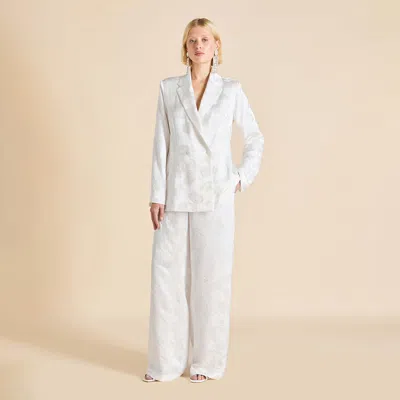 Olivia Von Halle Bianca Liliana Ivory Floral Pajamas In White