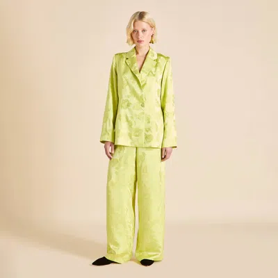 Olivia Von Halle Bianca Ludovica Green Floral Pajamas