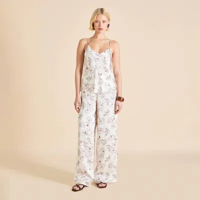Olivia Von Halle Bliss Rosalia Ivory Floral Camisole Set In White