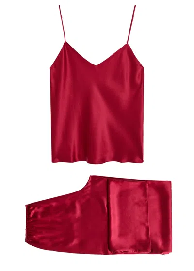 Olivia Von Halle Bliss Silk Pyjama Set In Red
