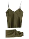 Olivia Von Halle Bliss Spaghetti-strap 'pyjama (set Of Two) In Green